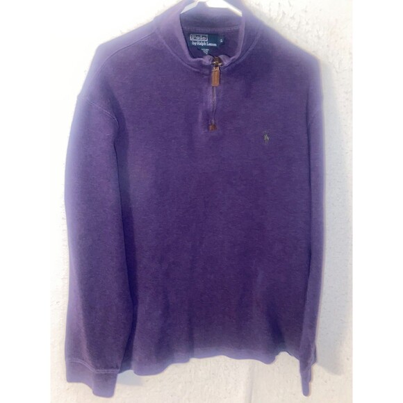 Polo by Ralph Lauren Other - Polo Ralph Lauren Sweater Mens Medium Purple 1/4 Zip Mock Neck Pullover Pony L